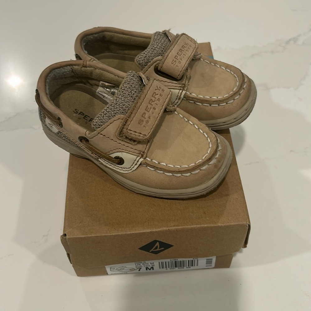 Tan Sperry size 7 toddler shoes - like new